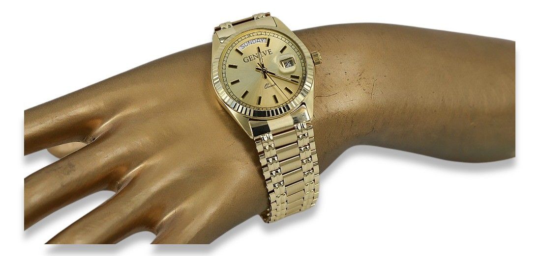 Prześliczny złoty zegarek damski 14k 585 Geneve mw013ydy&mbw006yo-f-W