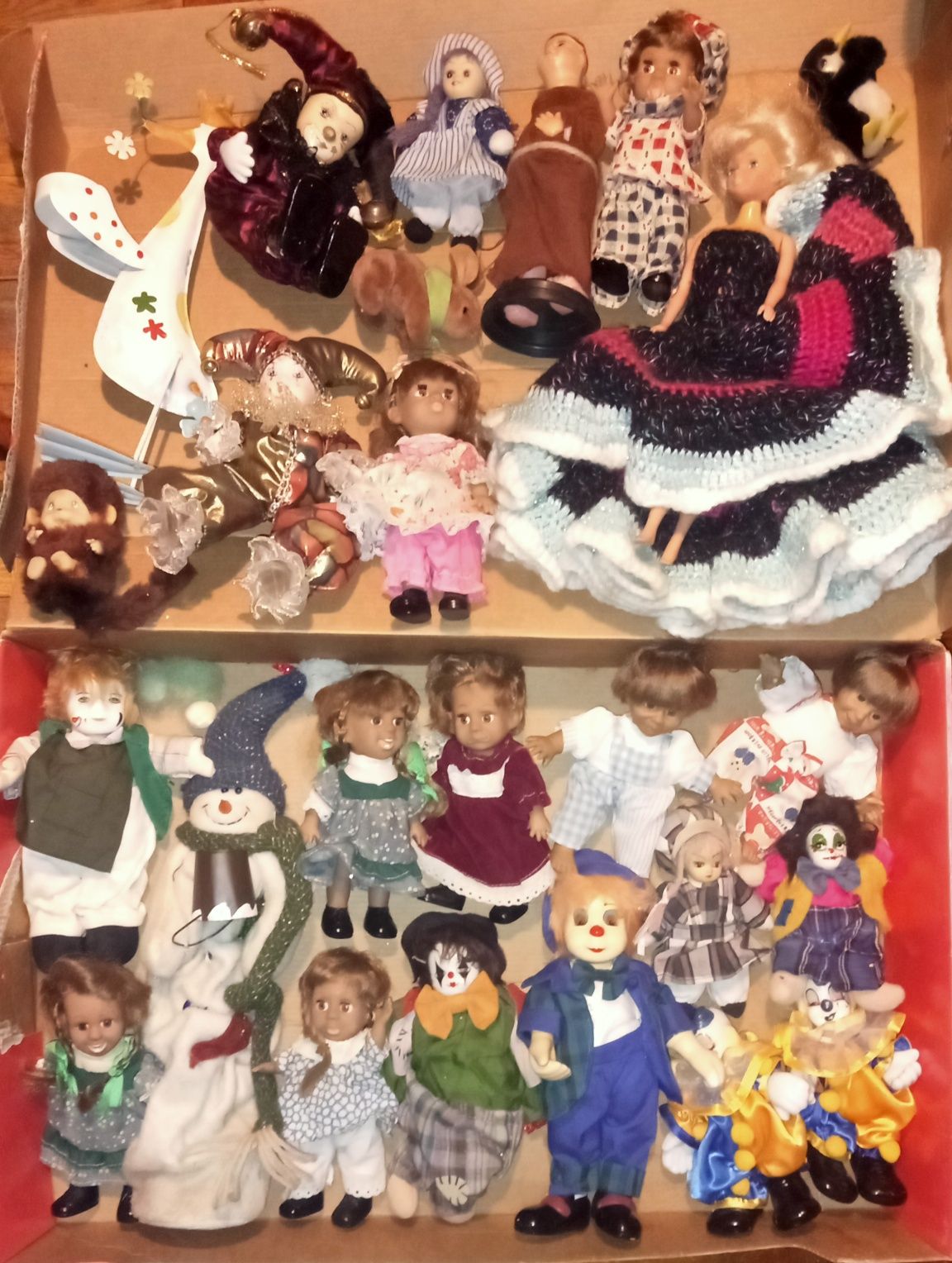 Stare lalki laleczki Pierót Kolombina Barbie i inne 24szt.  Zbiór