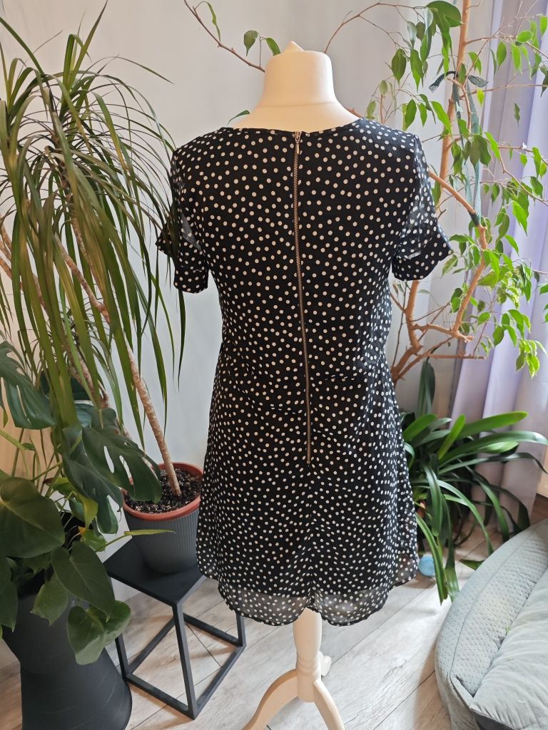Sukienka w kropki w groszki retro vintage lata 90 weselna komunijna