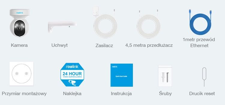 Kamera obrotowa WIFI z funkcją śledzenia tryb nocny w kolorze E1 CX