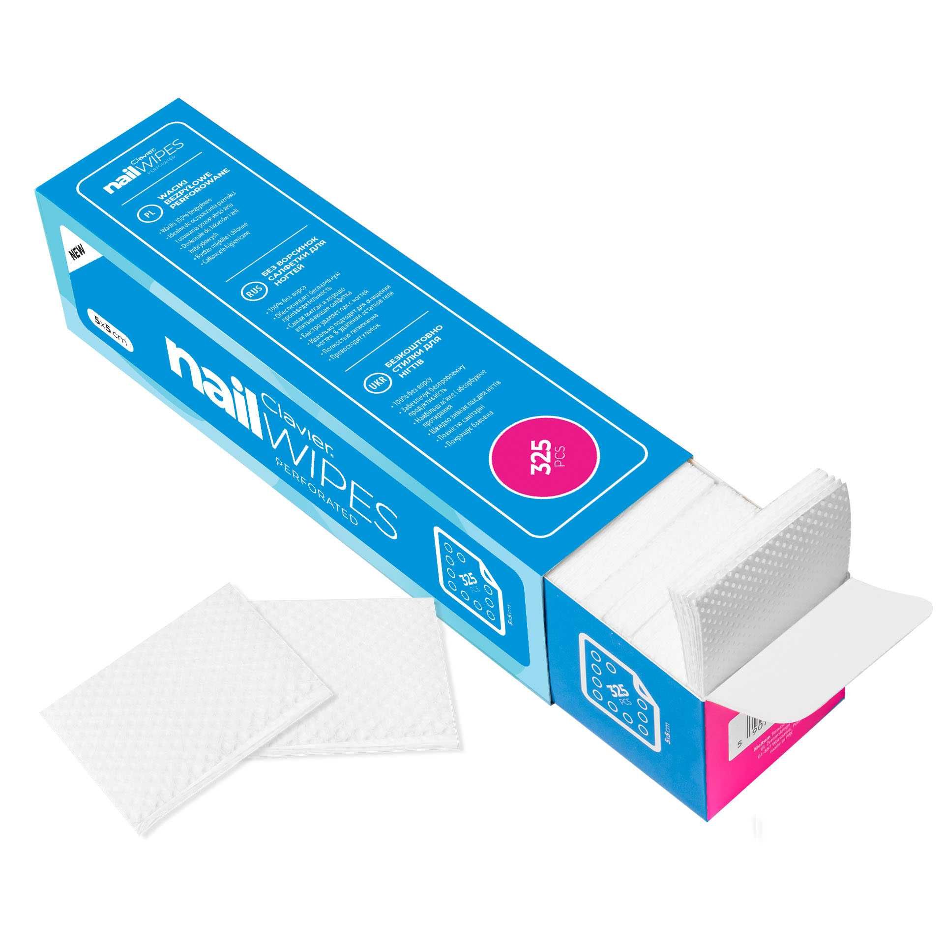 Perforowane waciki bezpyłowe do paznokci Clavier Nail Wipes  325 szt