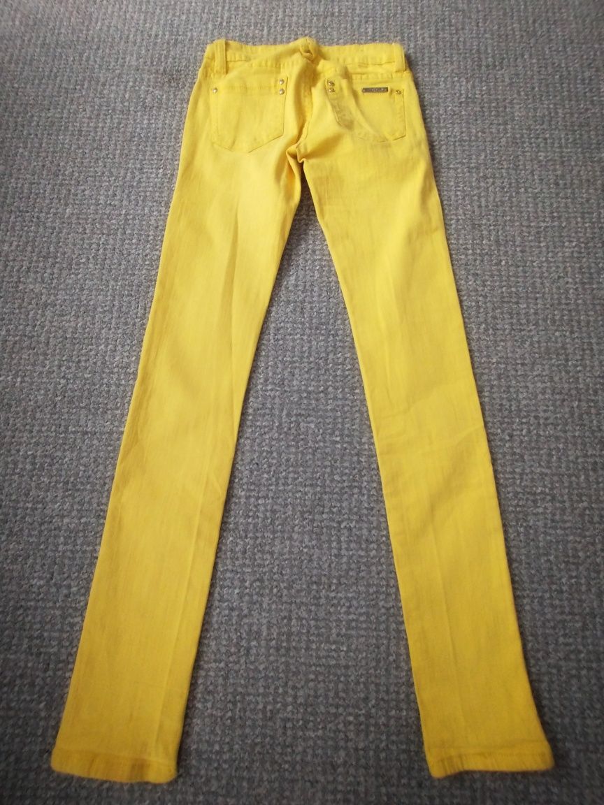 Spodnie spodenki legginsy jeansowe żółte dziewczęce SLIM  Reals Jeans