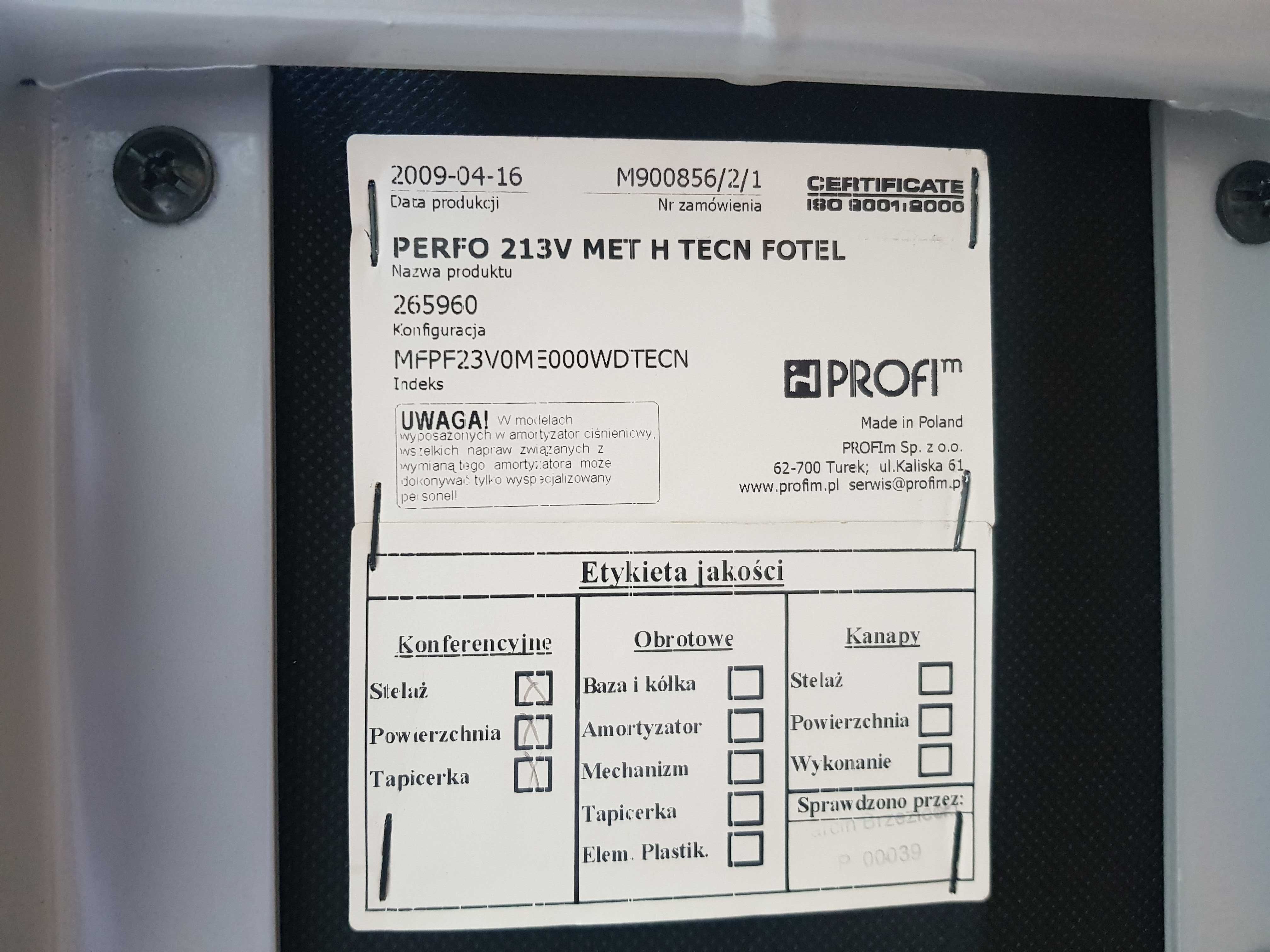 Fotel biurowy Perfo 213V MET H TCN