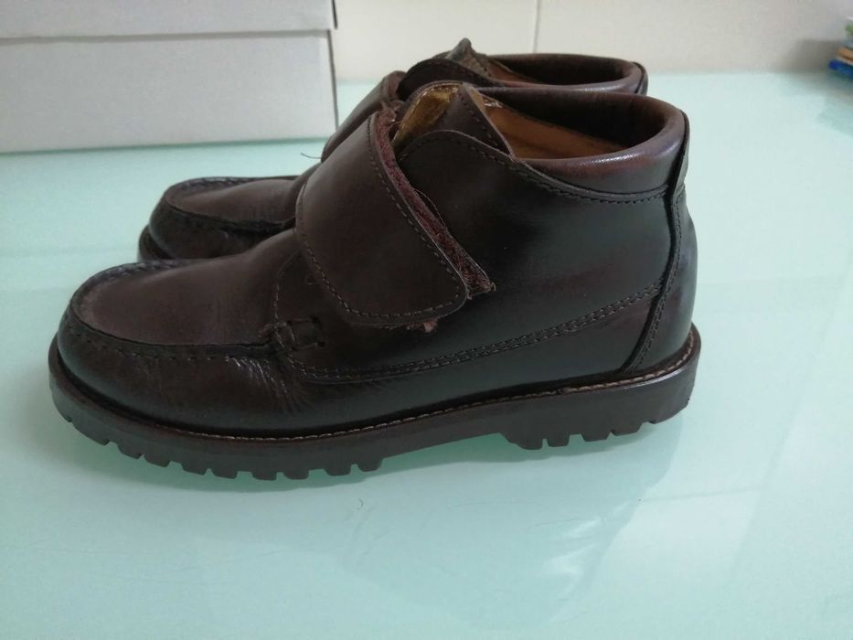 Botas estilo botins, Criança, cor Castanho, tamanho 34, velcro