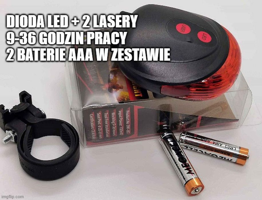 Lampka Rowerowa Tylna LED z Laserową Symulacją Toru Jazdy