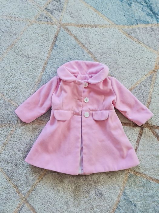 Różowy płaszczyk dla dziewczynki cieplejszy wiosna - jesień 86 - 92