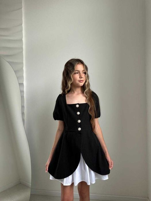 Сукня чорна для дівчинки підлітка в школу ошатна стильна підліткова