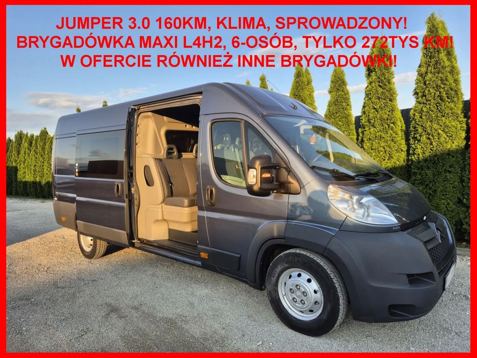 Citroën JUMPER 3.0 160KM Dubel Kabina  Brygadówka Doka 6-osób Maxi L4H2, Klima, 270tys, Sprowadzony!