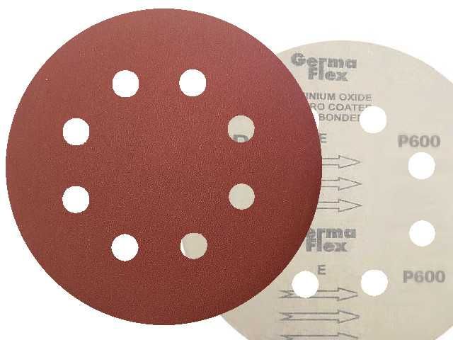 50x Krążek papier ścierny krążki ścierne na rzep 8 otw. KND 125mm P600