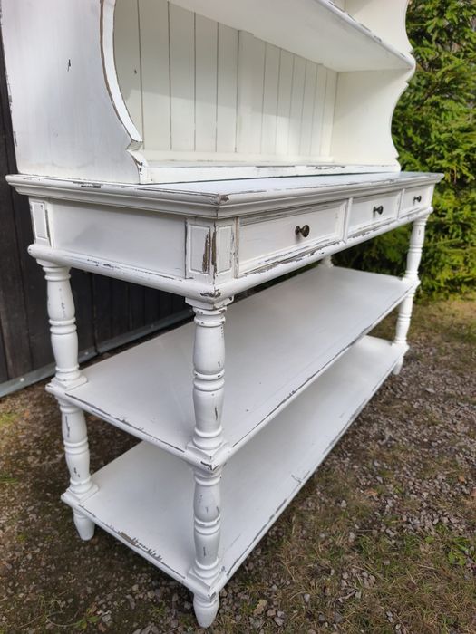 Duży Biały drewniany kredens lite drewno shabby Chic