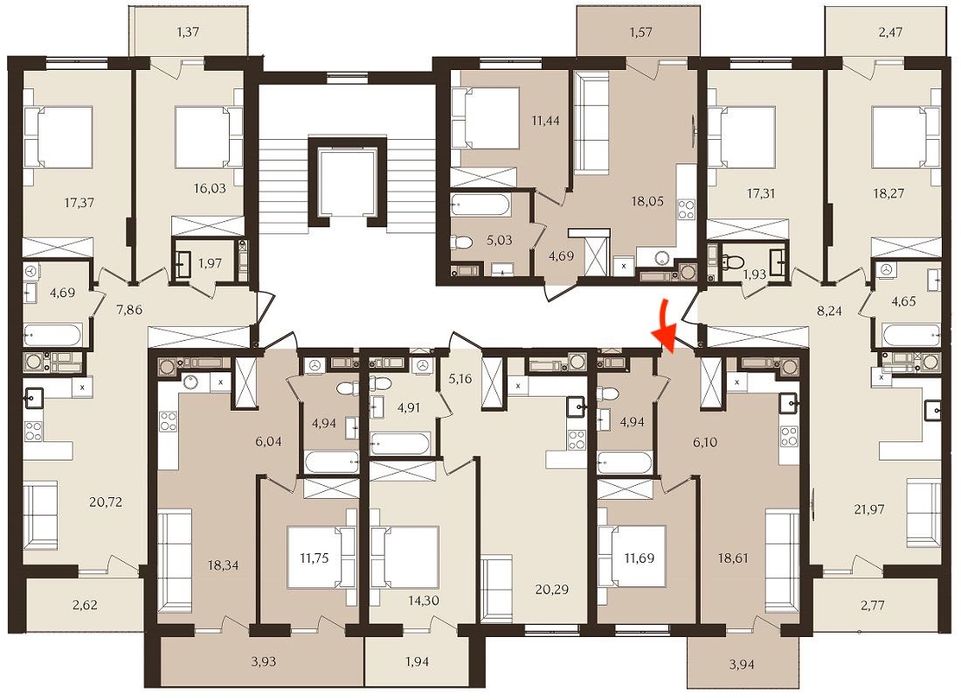 Продаж 1 кімнатної квартири по вул. Зелена ЖК Infinity Park (45.28м2)