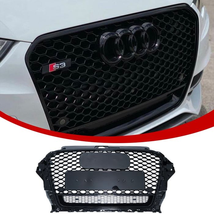 Audi A3 8V Przedni Grill Atrapa Chłodnicy Plaster Miodu Czarny Połysk