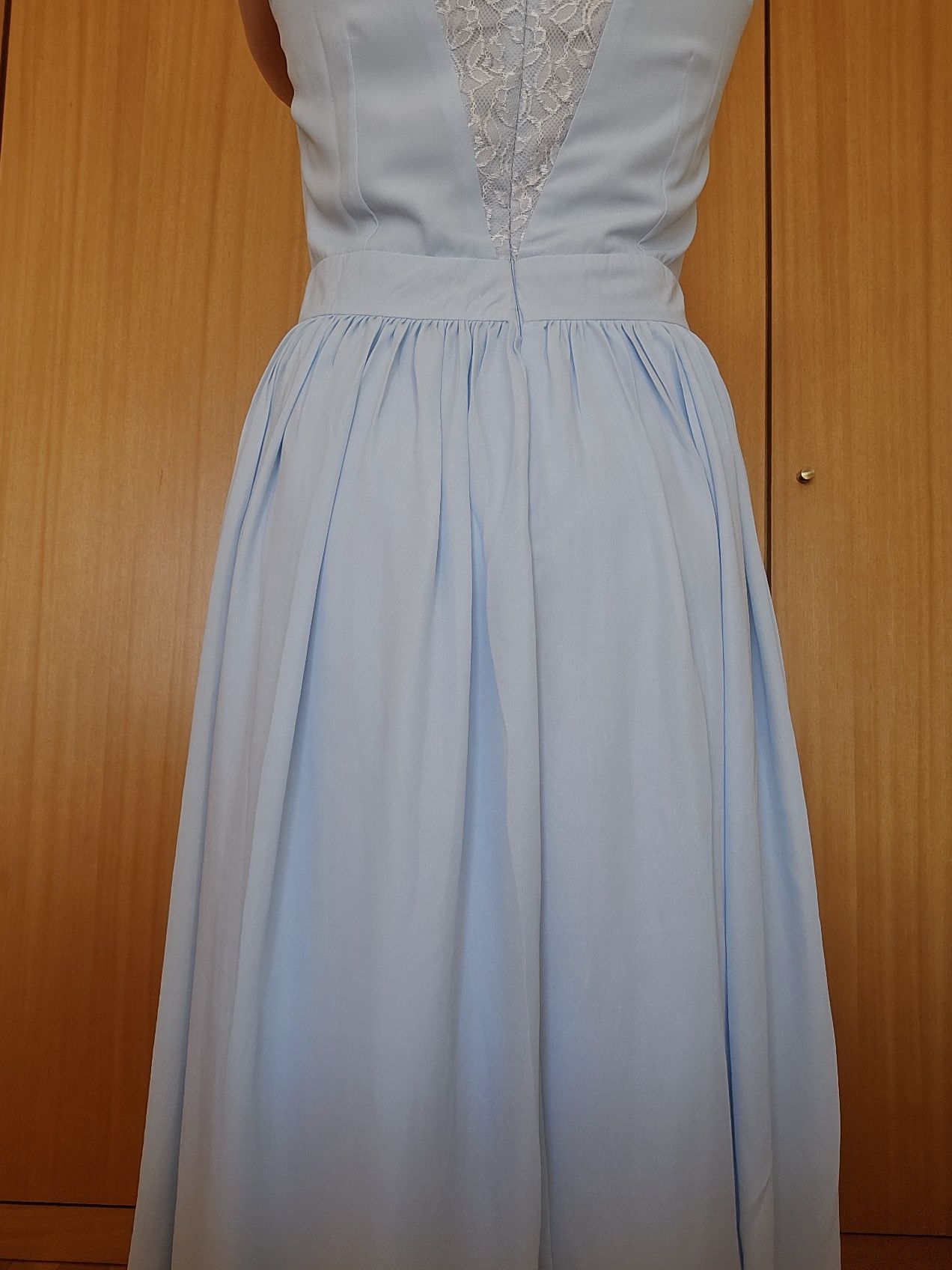 Vestido Comprido Azul Celeste Sem Mangas Tam. M Usado