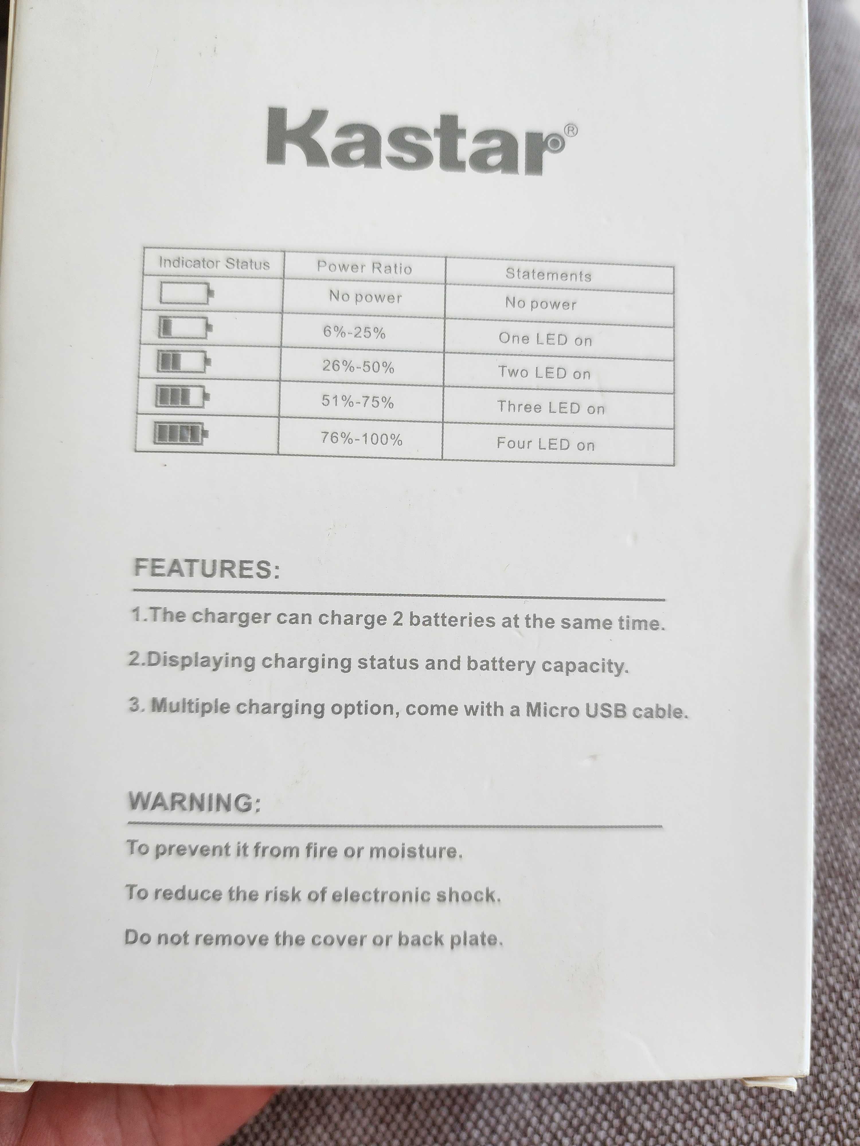 зарядка Kastar LTD2 USB Battery Charger 2 акамуляторна GoPro 5 6 7 8