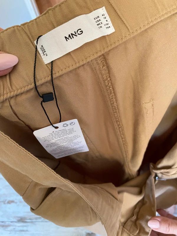 MNG mango spodnie chinos baggy wysoki stan kamel