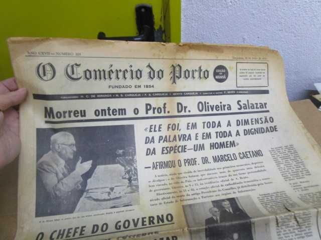 Jornais antigos morte professor António Salazar