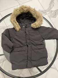 Zara 2-3 р 98 куртка темно сіра для хлопчика зимова тепла