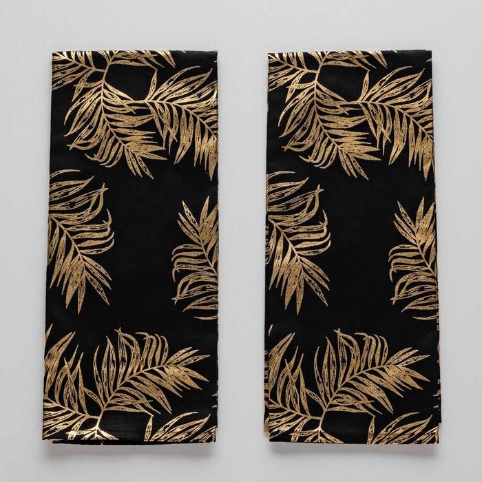 Ścierki kuchenne Glamour czarne złote w kwiaty eleganckie home&you 2