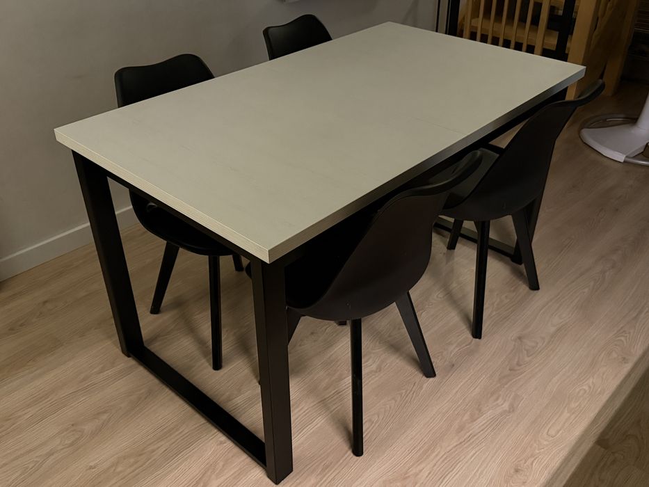 Stół loft kuchenny rozkładany 140cm 180cm x 70cm biały czarny