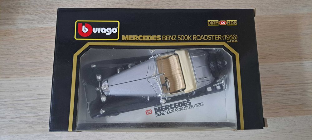 Bburago - Mercedes Benz 500K Roadster (1936) Cinza 1/18 - Diecast