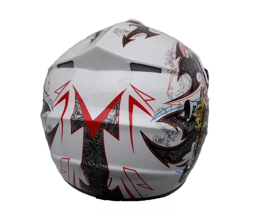 Мото шлем Fatan Pit Bike White gloss protection с очками в комплекте