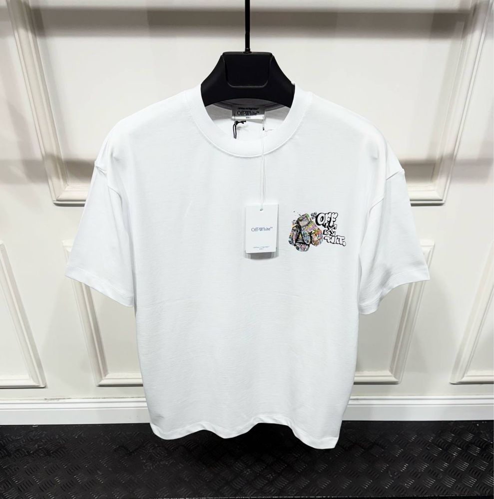 Футболка мужская OFF-white x Kaws  оверсайз белая черная оригинал