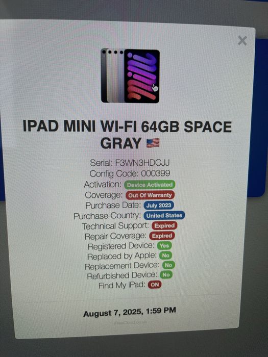 Apple iPad Mini 6 на 64Gb модель А2567 iCloud