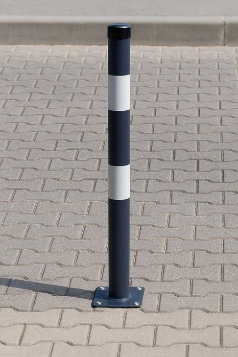 SŁUPEK parkingowy 100 cm x Ø60 grafitowo-biały z podstawą