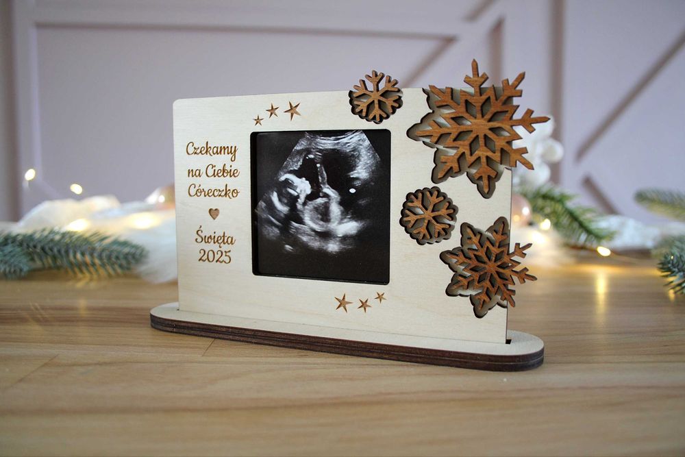 Świąteczna ramka ze zdjęciem, dowolne życzenia Prezent na Święta USG
