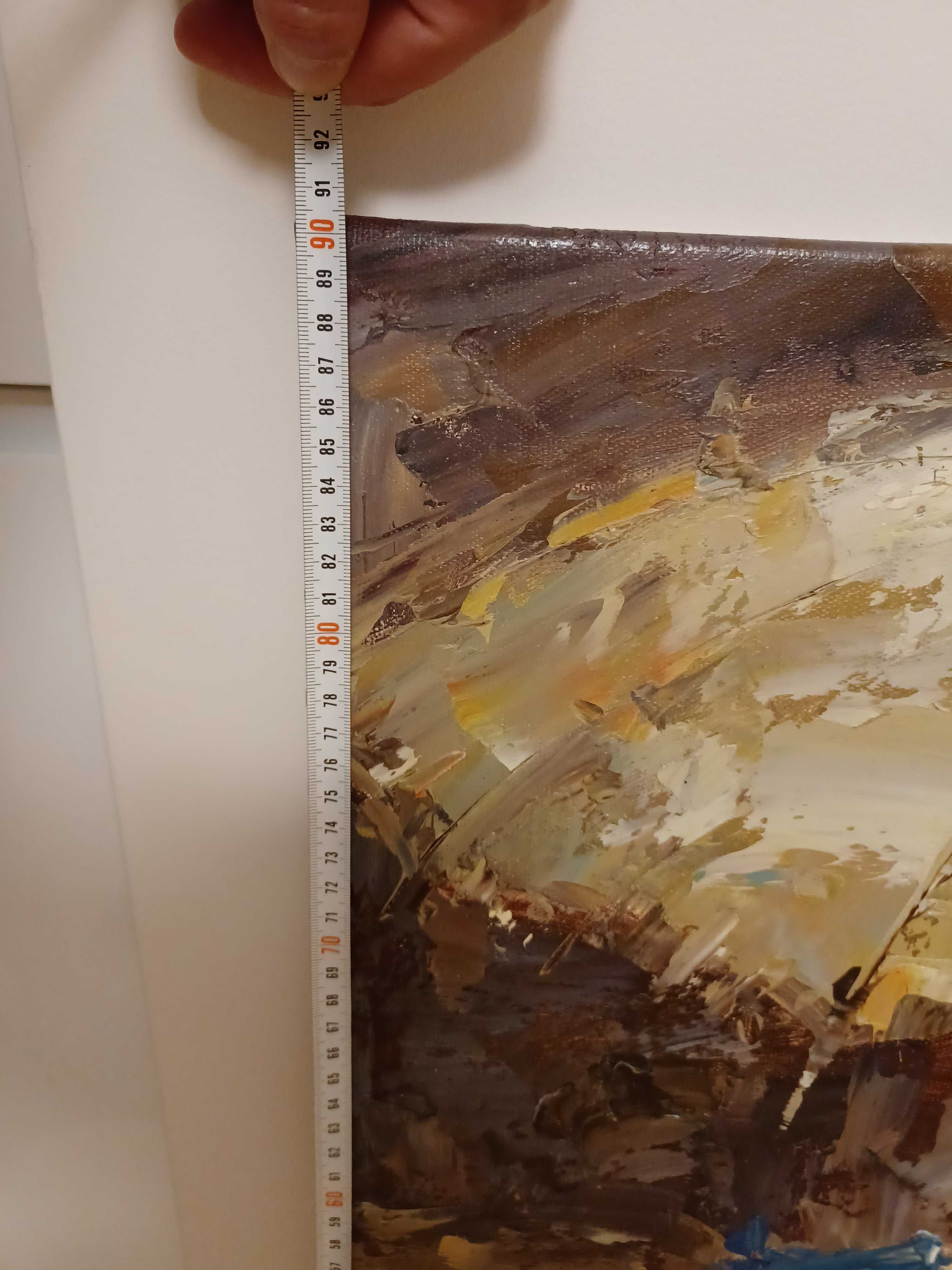 Duży obraz na płótnie dziewczyna recznie malowany szpachelka 90x60