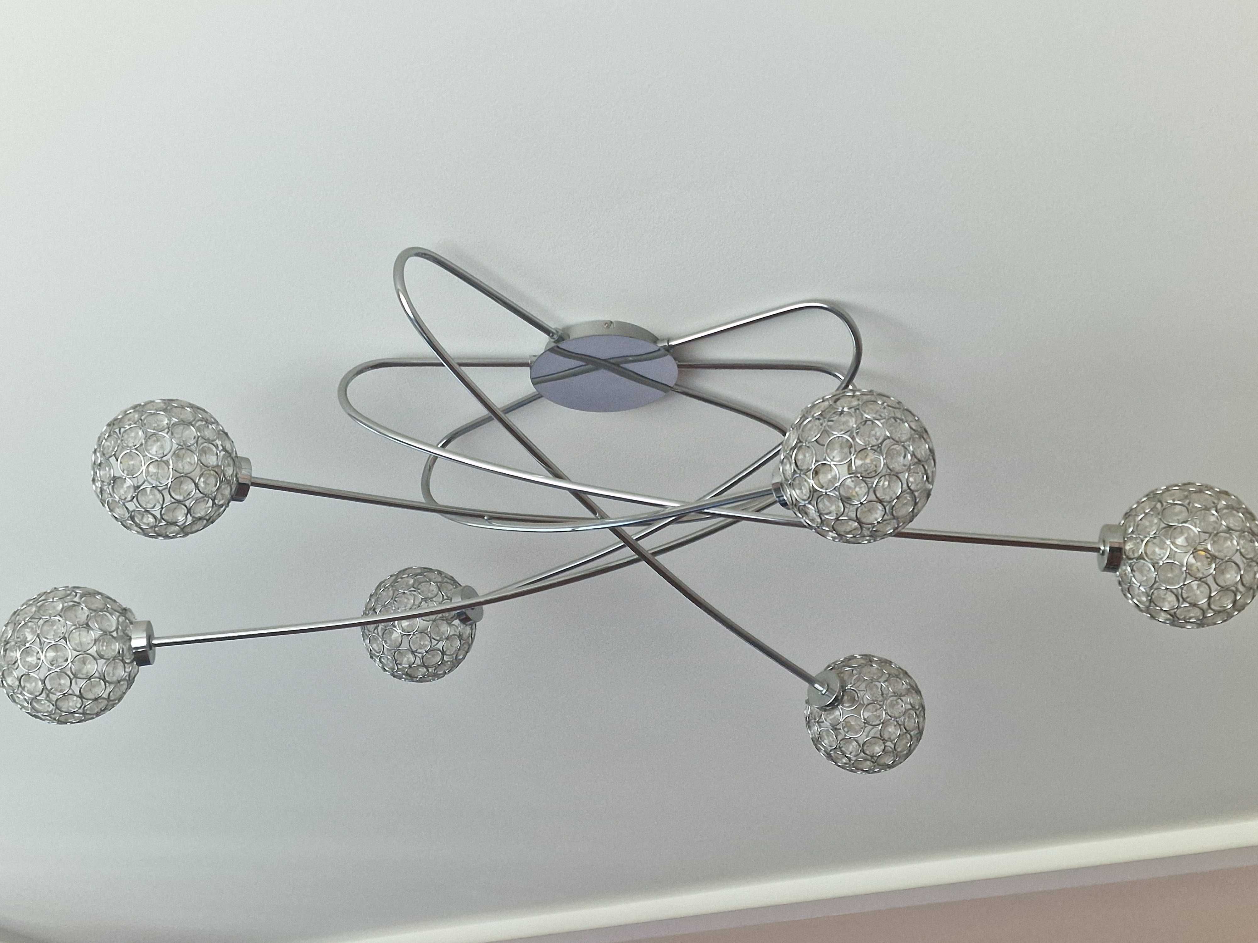 Żyrandol, lampa wisząca 6 kryształowych kul    100 zł