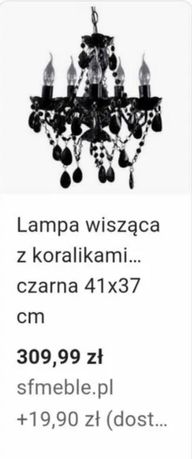 Wisząca czarna lampa z koralikami