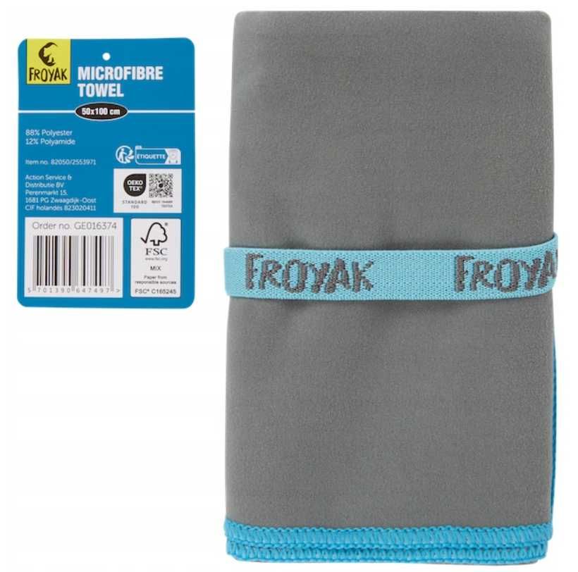Ręcznik Froyak szybkoschnący, mikrofibra RÓŻNE KOLORY, M - 50x100cm