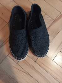 Czarne espadryle damskie,  lordsy wiosenne