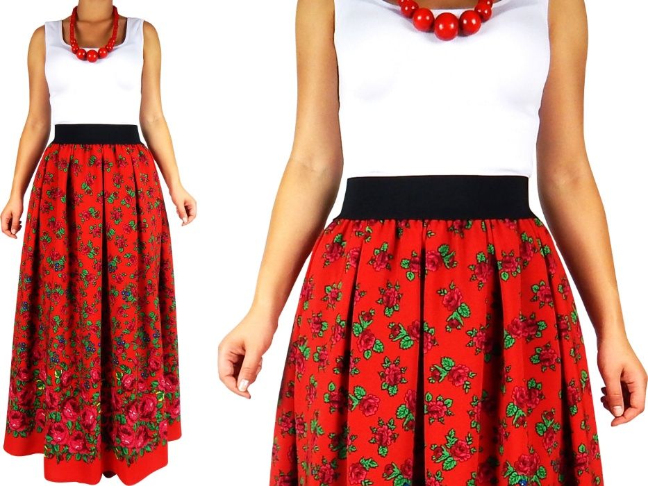 Spódnica góralska ludowa cleo folkowa folk maxi długa słowiańska