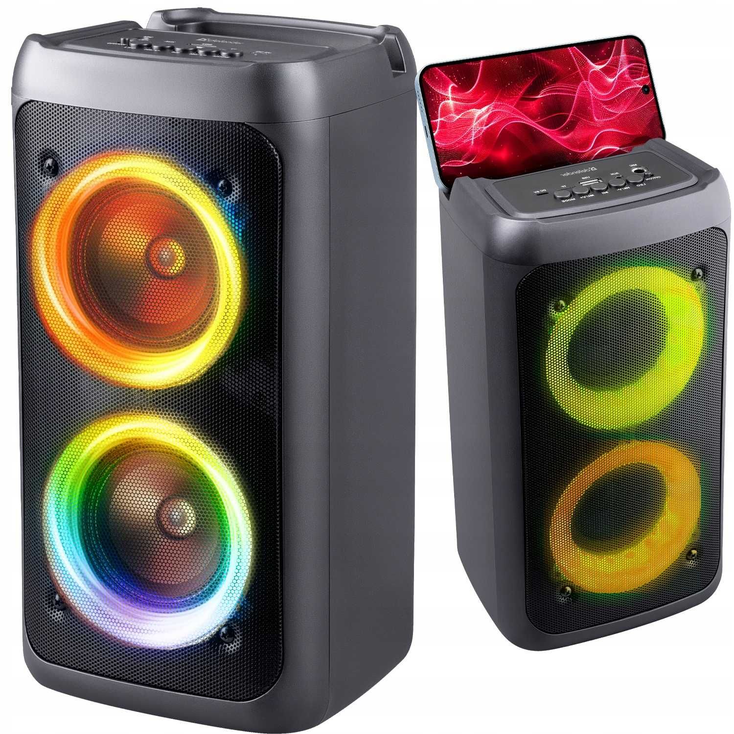 NOWY Głośnik Bluetooth Boombox Mobilny USB LED Bezprzewodowy Przenośny
