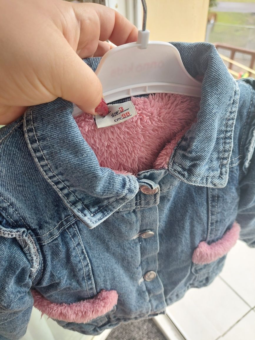 Ocieplana kurtka jeansowa dla dziewczynki micky r. 98