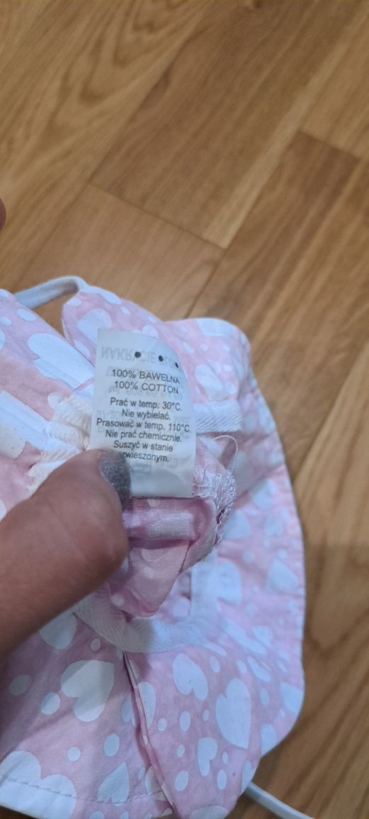 Kapelusz dla dziewczynki, czapka na lato, bawełniana, panek 42, pudrow
