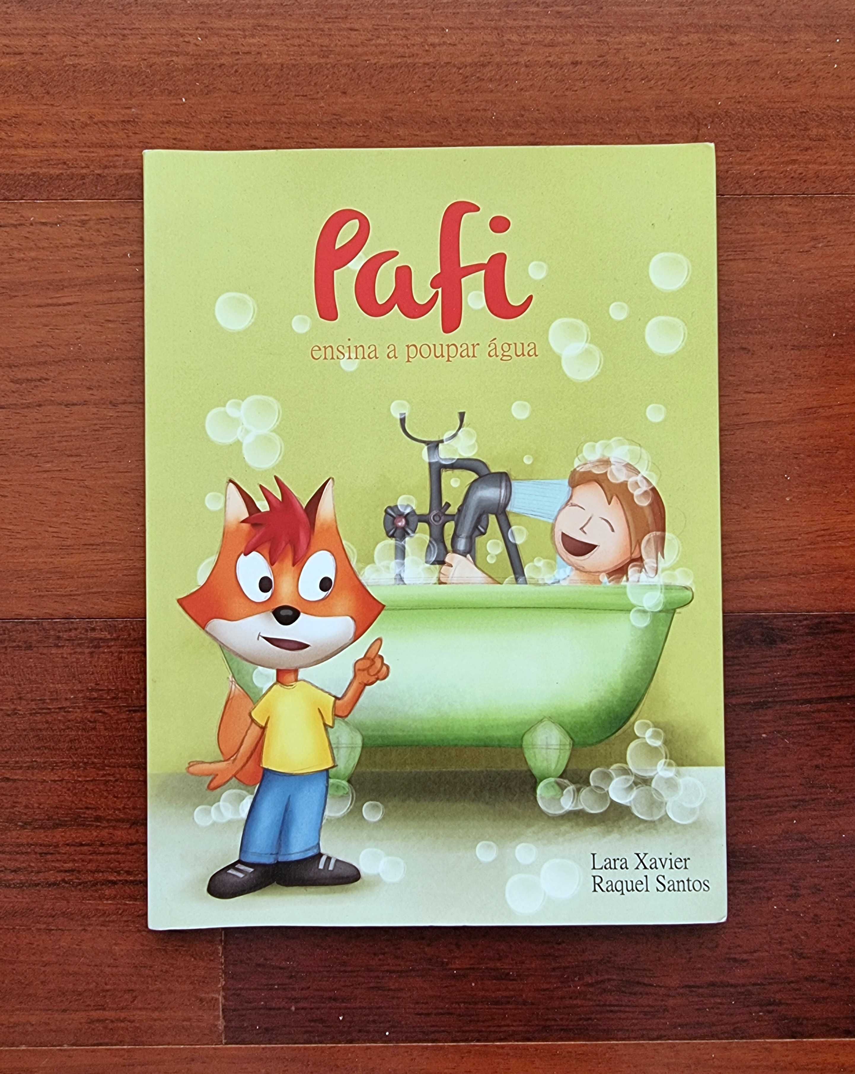 Livro "Pafi ensina a poupar água" de Lara Xavier e Raquel Santos