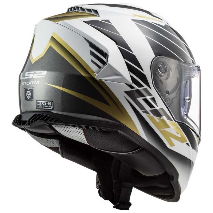 LS2 FF800 NERVE white antique gold kask integralny motocyklowy blenda