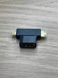 Adapter złączka HDMI-A żeńska do HDMI-C + HDMI-D męska