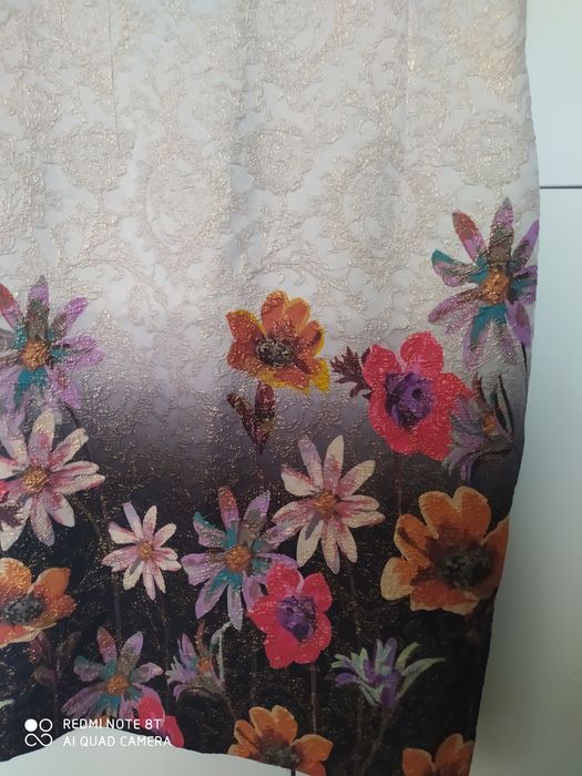 Sukienka w kwiaty, zamek na plecach, rozmiar Lr