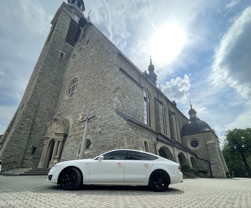 Samochód do Ślubu białe Audi A7 SUPER PROMOCJA  CENA Z DEKORACJĄ
