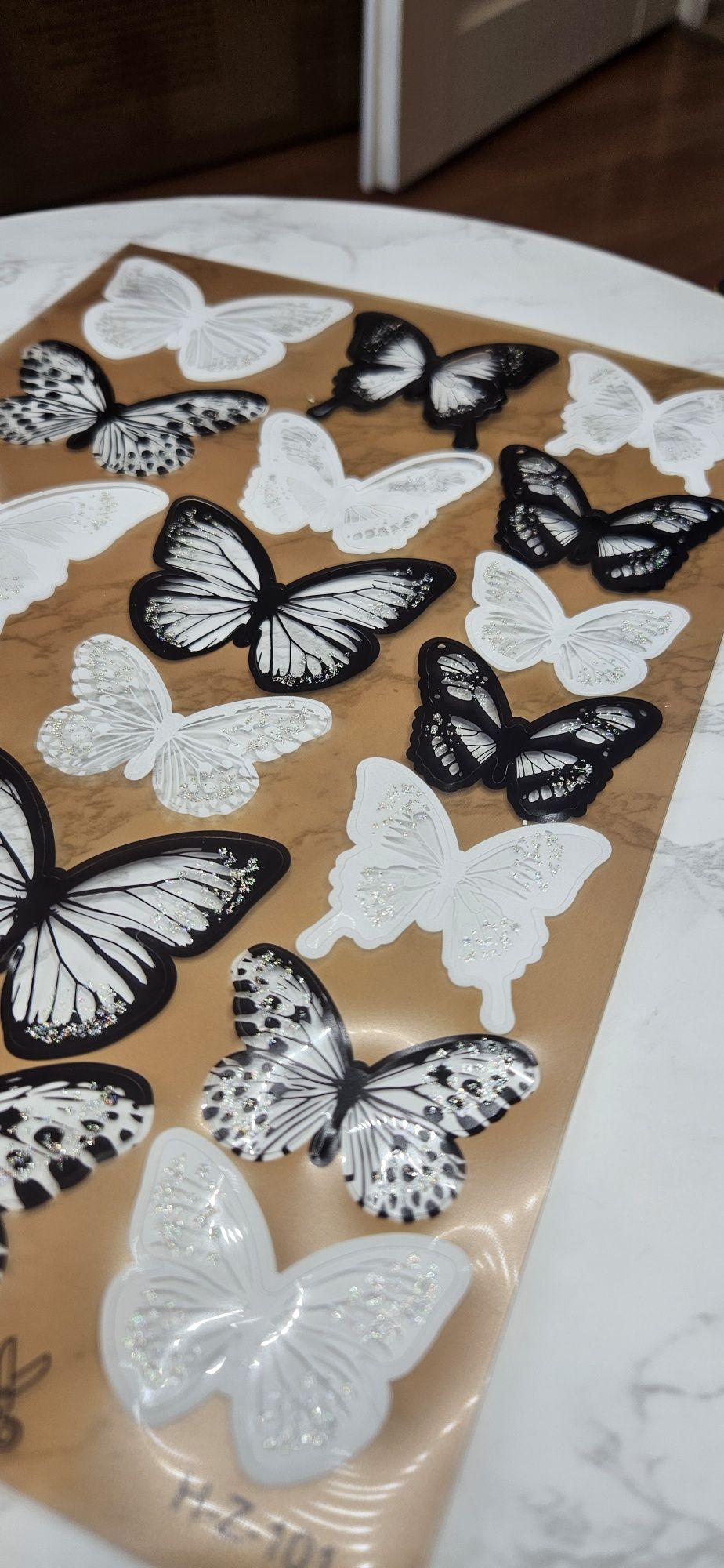 Naklejki Ścienne Motyle Motylki 3D Białe i Czarne
