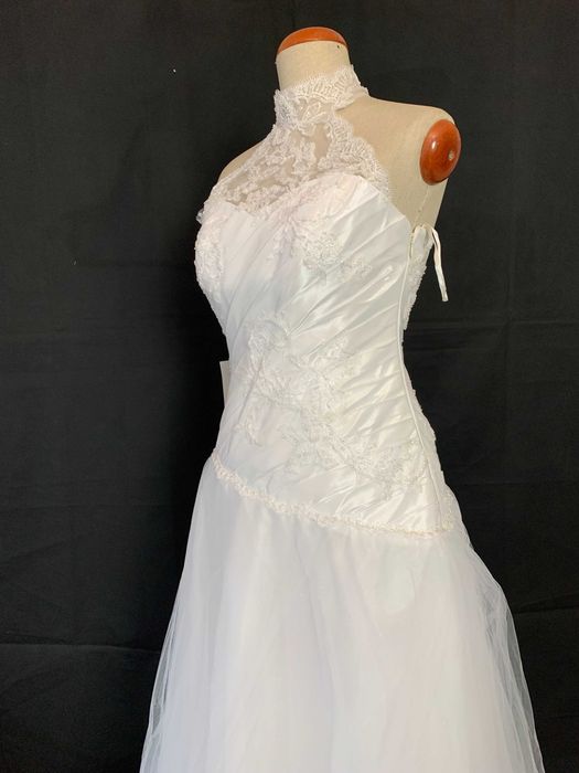 Nowa suknia ślubna z metką księżniczka tiulowa 38 M brokatowa halter