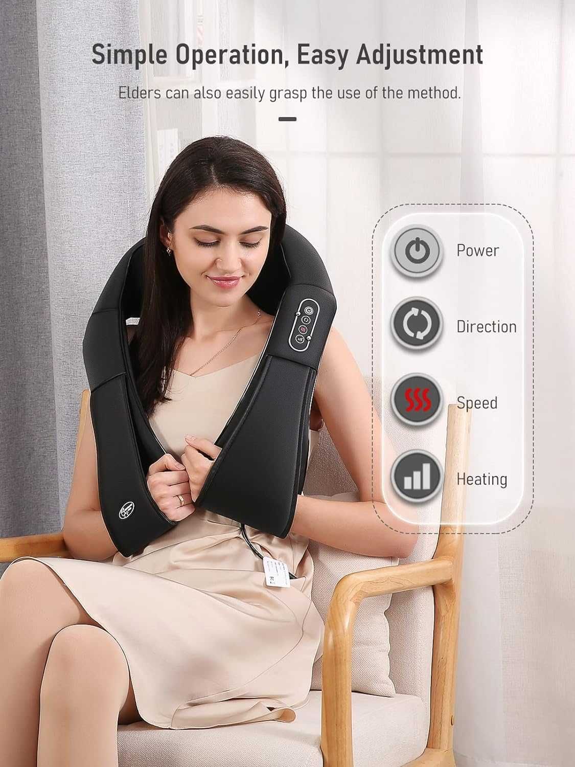 Masażer do szyi i ramion, Shiatsu z kojącym podgrzewaniem