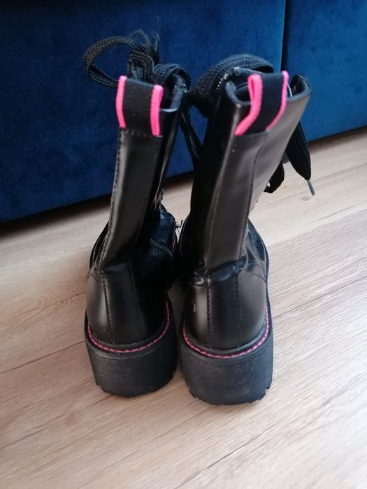 Buty kozaki dziewczęce czarne 36 wkładka 23 cm