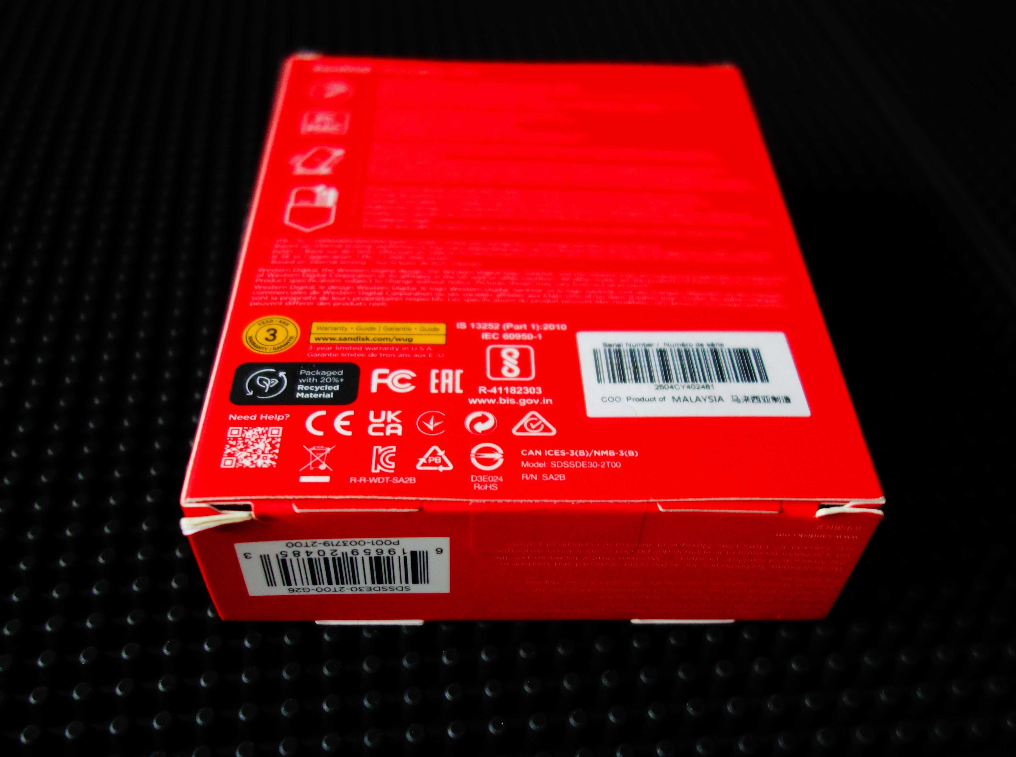 Dysk zewnętrzny SanDisk Portable SSD 2TB USB-C (nowa wersja SDSSDE30)