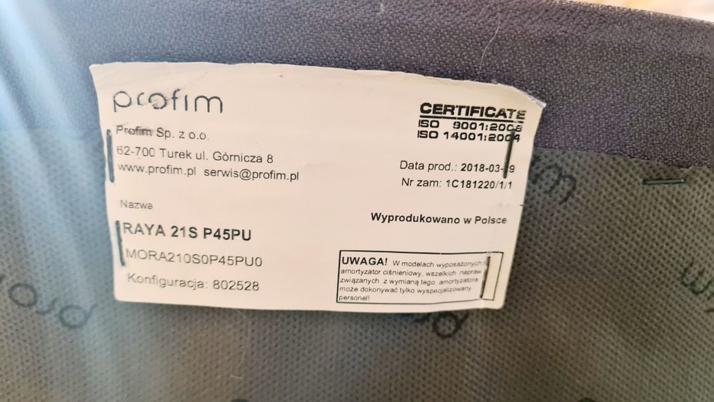 Krzesło obrotowe Profim Raya 21S P45PU