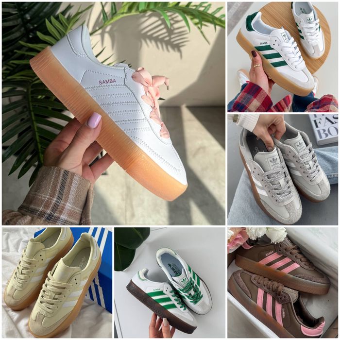 р36-45 Кросівки Adidas Samba Platform White Black Beige Green Brown